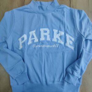 PARKE Light Blue Mock Neck Women’s Sweatshirt Size S/M